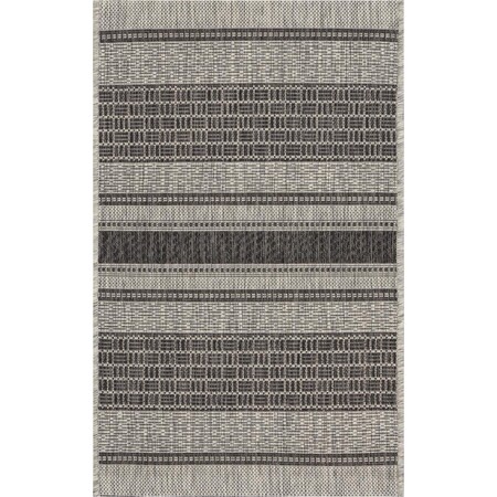 Palacedesigns 2 x 3 ft. Gray & Black Monochrome Striped Indoor & Outdoor Scatter Area Rug - 2' x 3' PA3091298